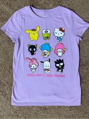 Hello Kitty and Friends Purple Graphic Tee - Kids Size 8 Girls Sanrio Shirt